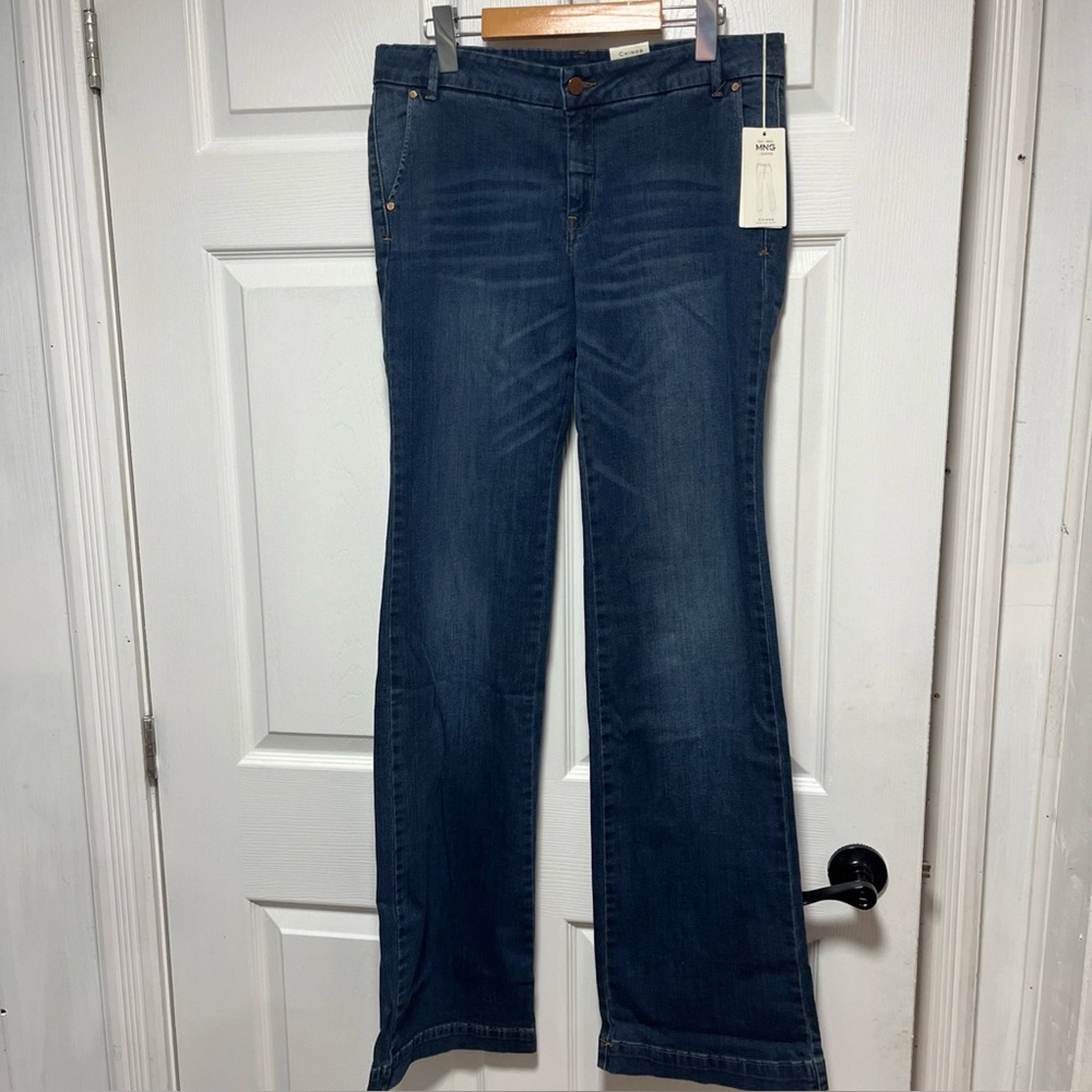 MNG Denim Jeans Womens Size 10 Blue Martina Chino Zip Stretch